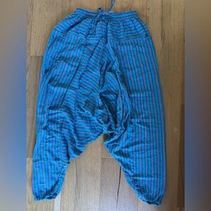 ⭐ Unisex Blue Striped Nepal Harem Pants – 100% Cotton – One Size Fits All ⭐️